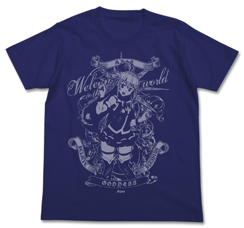 この素晴らしい世界に祝福を! 水の女神アクアTシャツ ナイトブルー M