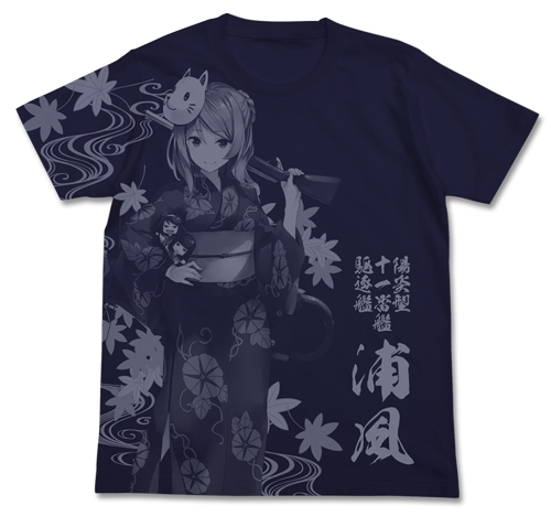 艦隊これくしょん-艦これ- 浴衣の浦風オールプリントTシャツ NAVY-S